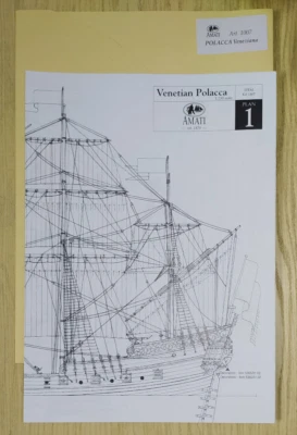 AMATI DISEGNO PIANO DI COSTRUZIONE NAVE VENEZIANA POLACCA  1:150    ART 1007 - Immagine 1 di 3