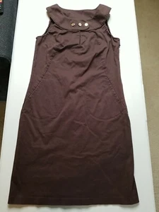 Tory Burch Womens 6 Sleeveless Brown Pockets Short Side Zip Cotton Blend Dress  - Picture 1 of 10