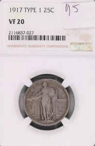 1917 Type 1 Standing Liberty Silver Quarter NGC VF-20 #7-027 - Picture 1 of 2