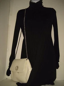  NEW Versace Collection White Leather Chains Crossbody Messenger Handbag Clutch - Picture 1 of 12