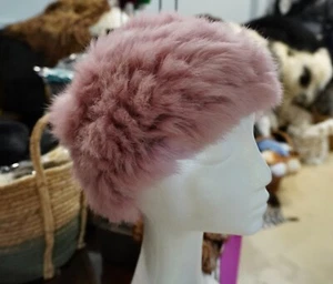 Prety in Pink - A Super Soft & Warm Rabbit Fur Head Warmer Scarf - - Imagen 1 de 5