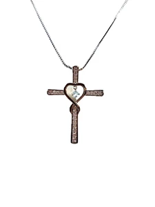 silver tone cross shape women necklace - Picture 1 of 3