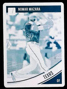 2018 Panini Dunruss #186 Nomar Mazara Ciano Stampa Targa 1/1 Come Nuovo - Foto 1 di 2