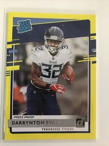 Darrynton Evans AMARILLO Donruss prensa a prueba clasificación novato radiocontrol Titans 2020 - Imagen 1 de 2