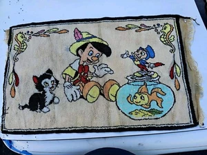 Vintage Rare Belgian Rug Mill Walt Disney Pinnochio & Friends Tapestry Area Rug  - Picture 1 of 8