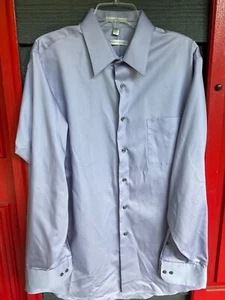 Geoffrey Beene Herren L Blau Oberhemd Größe L 16,5 34/35 Faltenfrei Langarm - Bild 1 von 4