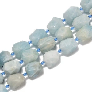 Natural Aquamarine Faceted Nugget Chunk Beads Size 13x18mm 15.5'' Strand - Picture 1 of 2