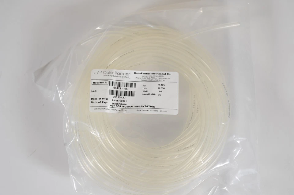 Cole-Parmer Tubing PVC 1/8 in. ID x 1/4 in. OD 25 ft of Tubing 06422-05 - Image 1 of 1