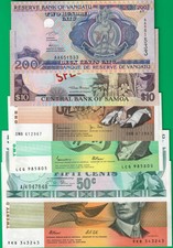 Oceania collection of 6 dif. types incl. specimen, Australia Samoa Vanuatu Fiji