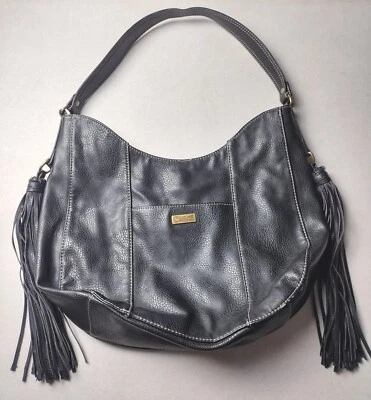 Carlos by Carlos Santana Faux Leather Handbag~ with Fringe Tassels Black Y2K - Image 1 of 4