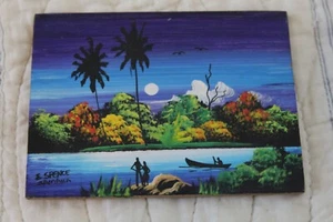 Original Eldon Spence Gemälde, Jamaika, auf Kunsttafel 90er Jahre - Bild 1 von 2