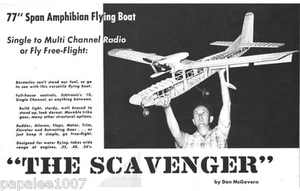 Model Airplane Plans (RC/FF): Scavenger 77" Amphibious Flying Boat .35-.56 (rev) - Picture 1 of 3