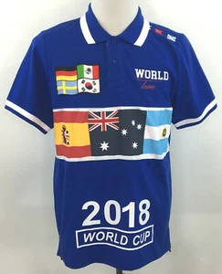MINT Krisp NYC 2018 World Cup World Team Polo Shirt Men's Large Blue Flags - Picture 1 of 8