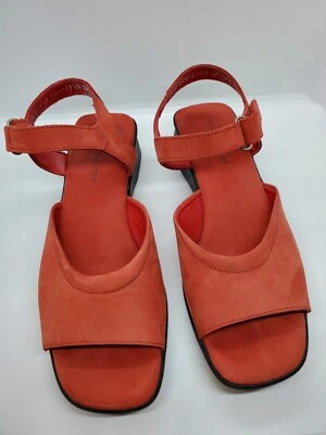 Vintage Y2k Red Leather Suede Open Square Toe Sandals Womens size 6.5m - Image 1 of 4