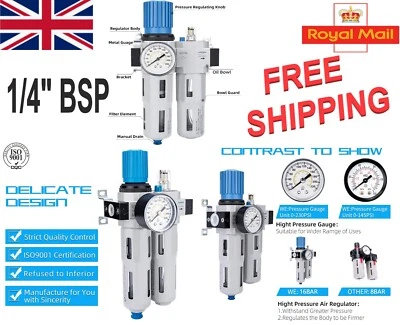 NANPU COMPRESSOR AIR FILTER REGULATOR - 1/4" BSP - OIL LUBRICATOR - WATER TRAP -BOWL