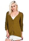 NWT WOMENS VOLCOM HAZY DAY CARDIGAN $60 S army relaxed fit button sweater