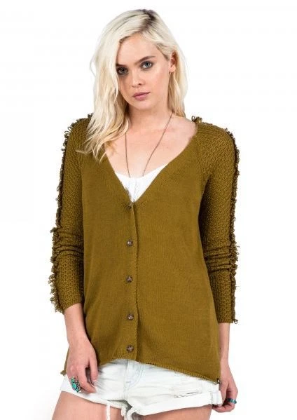 NWT WOMENS VOLCOM HAZY DAY CARDIGAN $60 S army relaxed fit button sweater - Image 1 of 1