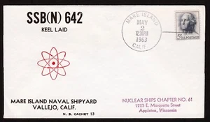 1963 Mare Island Naval Shipyard SSBN 642 USS KAMEHAMEHA Nuclear Submarine Cover - Bild 1 von 2