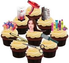 Barbiere immangiabile Muffin Torte immagine FESTA DECORAZIONE REGALO COMPLEANNO capelli föhnwind FORBICI