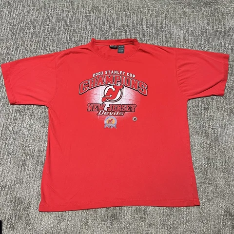 Vtg New Jersey Devils Stanley Cup Champions 2003 T Shirt Size XL Red NHL Hockey Cover