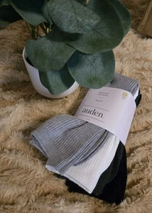 New 4 Pair Pack Auden Crew Socks Super Soft Shoe Size 4-10 Grays Black White - Picture 1 of 4
