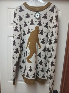 Men's Bigfoot Christmas Sweater Sasquatch Yeti Knit Acrylic Middle of Beyond 2XL - Picture 1 of 9