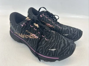 Brooks Ghost 15 Women's Running Casual Black Leopard Athletic Sneakers Size 10 - Picture 1 of 14