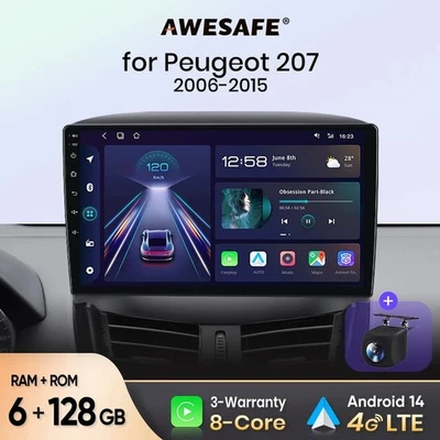 PX9 kabelloses CarPlay Autoradio 207 2006-2015 Android Auto Navigation 4G-LTE - Bild 1 von 4