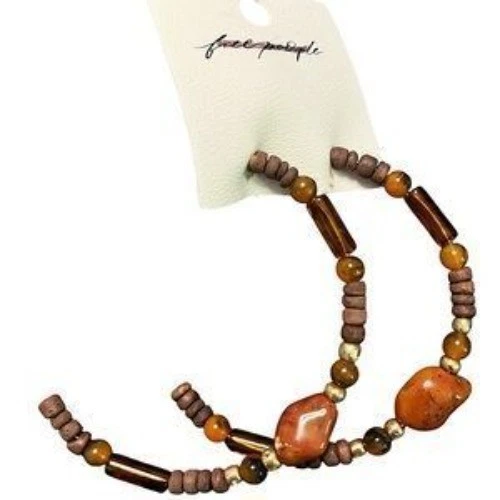 Pendientes de aro con cuentas Free People - marrón Foto 1 de 1