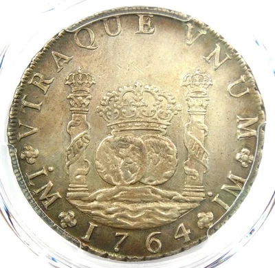 1764 Peru Pillar Dollar 8 Reales Silver Coin 8R - Certified PCGS AU Details - Image 1 of 4