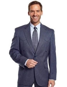 Circle S Western Sport Coat Mens Vegas Arrow Detail 48 L Navy CC4076 - Picture 1 of 3