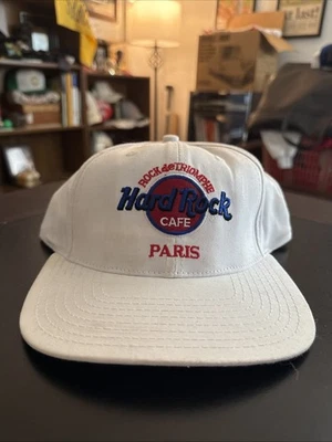 White Hard Rock Cafe Paris Vintage Throwback Snap Back Hat 90s - Image 1 of 4