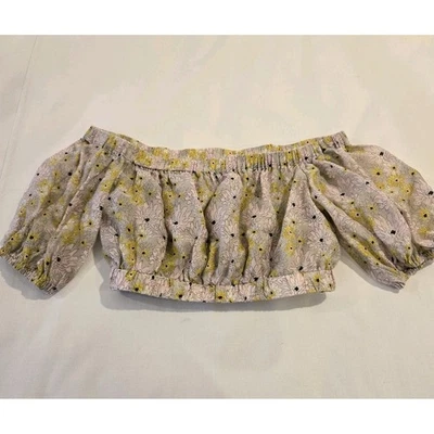 MINKPINK Mitta Mitta  Off The Shoulder Cropped Women's  Floral Design Top Small - Image 1 of 4