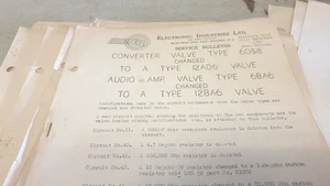 Lote de hojas de datos de servicio originales de radio de coche 1956-1960 - Imagen 1 de 8