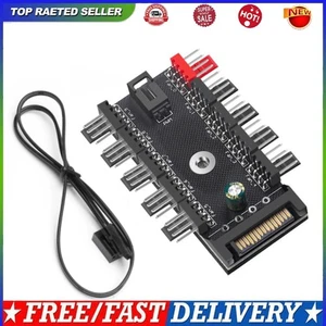 Chassis Fan Hub 1 To 10 Way Splitter Hub Black 4 Pin PWM Fan Hub for PC Computer - Afbeelding 1 van 11