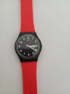 Swatch Originals Red Grin Day/Date Silicone Band - Picture 1 of 10