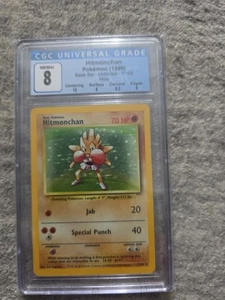 CGC 8 Hitmonchan 7/102 Holo Base Set Pokémon Card - Picture 1 of 2