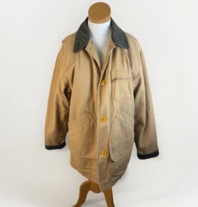 Chaqueta De Colección LL Bean Para Hombres M Beige Lona Tareas de Granero Caqui Granjero Pana Cuello - Imagen 1 de 16