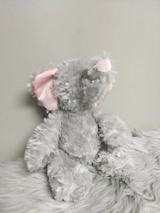 Aurora Fluffy Silky Fur Elephant Gray Pink Ears 12'' Plush Stuffed Animal Toy - Picture 1 of 3