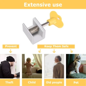 4PC Sliding Window Locks Stop Aluminum Door Frame Security Lock - Picture 1 of 8