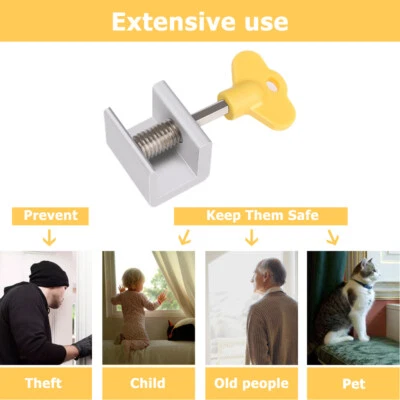 4PC Sliding Window Locks Stop Aluminum Door Frame Security Lock - Image 1 of 4