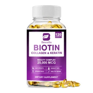 120Pills Biotin Collagen Capsules For Skin Nail Hair Health,Fish Collagen Hot - Picture 1 of 8