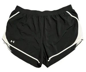Under Armour Running Shorts Womens Size 3X Black White Lined Drawstring Fly By 2 - Picture 1 of 12