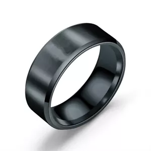 Fathers day 8MM Titanium Steel Ring Wedding Rings for men women black silver US - Picture 1 of 9