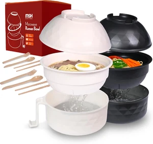 Ramen Bowl Microwavable, 2 Sets Microwave Noodle Bowl With Strainer, Ramen Noodl - Picture 1 of 7