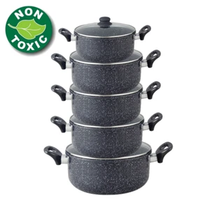 5pc Non Stick Coating Stock Pot Deep Casserole Set Cooking Pot Set 18cm to 26cm - Picture 1 of 3