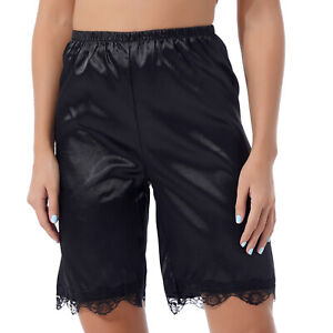 Women's Satin Lace Trim Mini Pettipants Slip Bloomers Pumpkin Hot Pants Shorts 