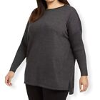 Style &amp; Co Seamfront Mixed Media Tunic Top Gray Plus Size OX Top Women&#39;s Sweater