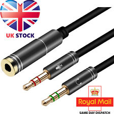 3.5mm 1 Female to 2 Male Y Splitter Cable F L/R Audio Microphone MIC PC Headset