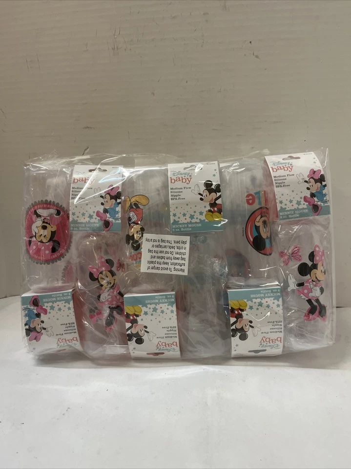 Disney Mickey Mouse Biberón 9 OZ Flujo Medio Silicona Pezón BPA Cantidad Libre 12 Foto 1 de 4